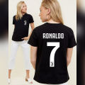 Black Cotton Ronaldo 7 Number T Shirt for Her. 
