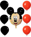 Mickey Mouse Head Foil Balloon & 6 Red Black Latex Balloons For Kids Birthday Party Decoration. 