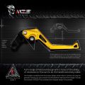 MZS Gold Motorcycle Clutch Brake Levers Short Adjustable CNC Compatible with YZF R3 2015-2025 / YZF R25 2015-2025 / MT03 2016-2025 / MT25 2016-2025 B AS173. 