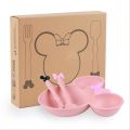 Amanoon. Mickey Mouse Kids Plate Baby Food Bowl Set Plastic Wheat Tableware Rice Feeding Bowl. 