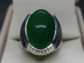 Yemeni Natural Sabz Aqeeq Mens Ring Sterling Silver 925 Green Agate Ring Handmade Green Carnelian Ring Chandi Ring Sabaz Akik Ring Hakik Ring Aqiq Ring. 