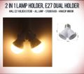 2 in 1 Lamp Holder, Dual 2X E27 Dual Lamp Holder- E27 2 in 1 LED Bulb Lamp Holder E27 Base Socket Bulb Adapter Holder. 