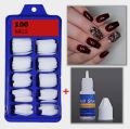 100PCS Artificial Nails Kit | Square, Oval & Coffin Shape Natural Color Fake Nails Set | Acrylic Nail With Free Glue | Durable and Easy to Apply | Artificial Nails Fakee Nails Acrylic Nails For Girls | Beautiful Nails Falsee Nails | Perfect for Everywhere. 