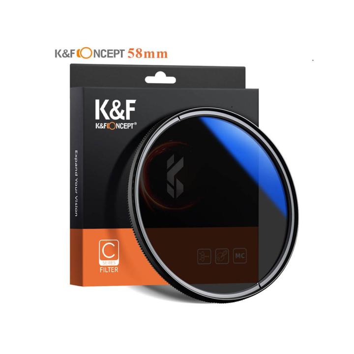 K&F CONCEPT 58mm Ultra Slim CPL Filter Optics Multi Coated MC Circular Polarizering Polarized Filter