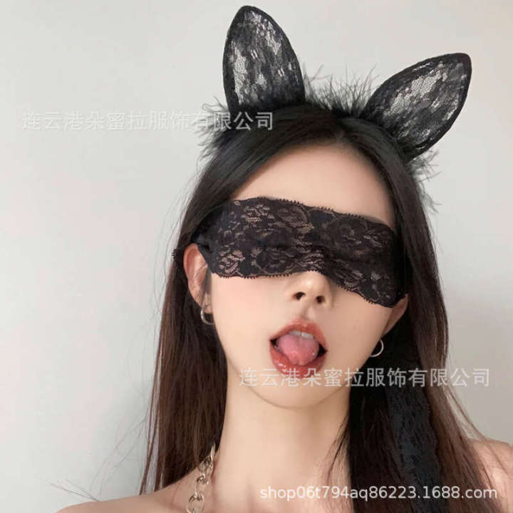 Sexy Lace Feather Rabbit Ear Hair Band Activity Dress Cat's ears ...