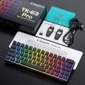 Tezarre TK63 Pro Wireless Keyboard Bluetooth/2.4G/USB Wired 60% Mechanical Gaming Keyboard RGB Backlit PBT Pudding Keycaps Hot-Swappable (Gateron Brown Switch, Off-White, White). 