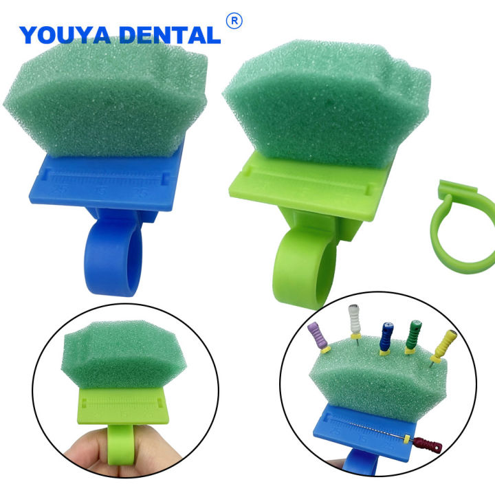 Dental Endo File Block Endo File Holder Rulers Root Canal Finger Ring Endodontic Finger Measuring Instruments Cleaning Sponge
