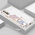 Case for Oppo Reno 2 2Z 2F 4F 4Z3Pro 4G 5G 4 Lite New Electroplating Phone Straight Edge Soft Cover Corgi Non-Slip with Lanyard. 
