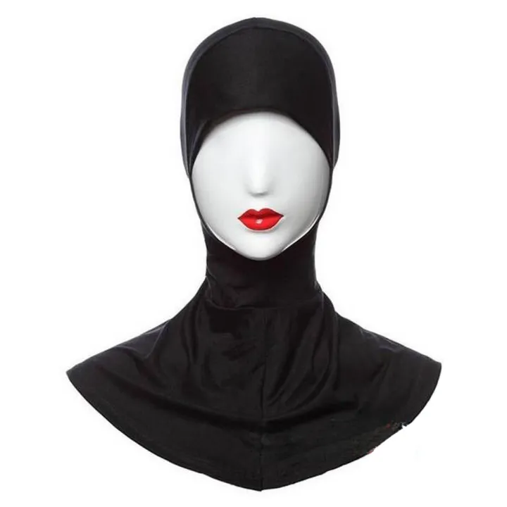 HEADWEAR - MUSLIM UNDER SCARF CAP HIJAB ISLAMIC NECK COVER HEAD WEAR CAP Black -Be Hijabi