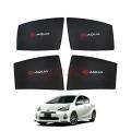 TOYOTA AQUA SUN SHADES LOGO / WINDOW CURTAINS / BLINDS (DARK) BLACK 4PCS. 