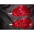 11 pair approx 13 inch Long Red Foil Cheerleader Pom Pom for kids elder women men use birthday party backdrop sports matches school college game party Cheer Dance Party Dress Sport Poms cheerleading red pom pom. 