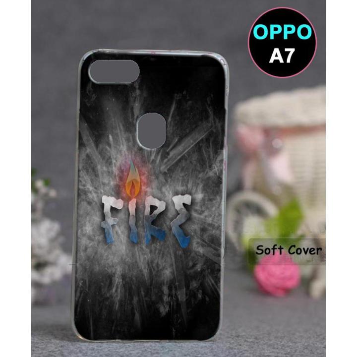Oppo A7 Bcak Cover - Fire Cover