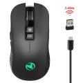 HXSJ T30 Black Wireless Gaming Mouse 3600 DPI Adjustable 7-Color Light Gaming Backlight Rechargeable Mouse With TYPE-C Adapter. 