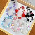 Cartoon Plush Ball Beads Pendant Mobile Phone Chain Lanyard Cute Keychains Hanging XINYAN. 