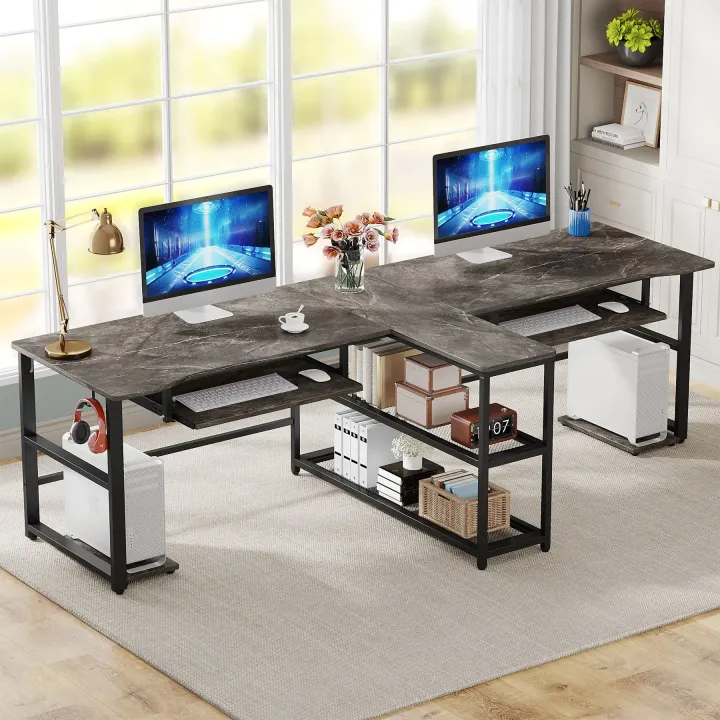 Customised%20Two%20Person%20Desk,%20Double%20Computer%20Desk%20with%20Keyboard%20Tray%20-%20Image%203