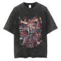 Streetwear Hip Hop Clothes Japan Anime Demon Slayer Graphic Print T Shirts Men Oversized Tee Washed Cotton Short Sleeve 2023. 
