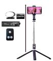 4 in 1 Selfie Stick Tripod BT12S (165CM) B11S (110CM) Rechargeable  Bluetooth Rechargeable light 3 colors Stand 5.4 Feet Length with 3 Colors Light for Vlogging youtube tiktok Photography Traveling. 