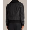 Black-Faux Leather/Furr Oban Aviator Jacket-For Men. 
