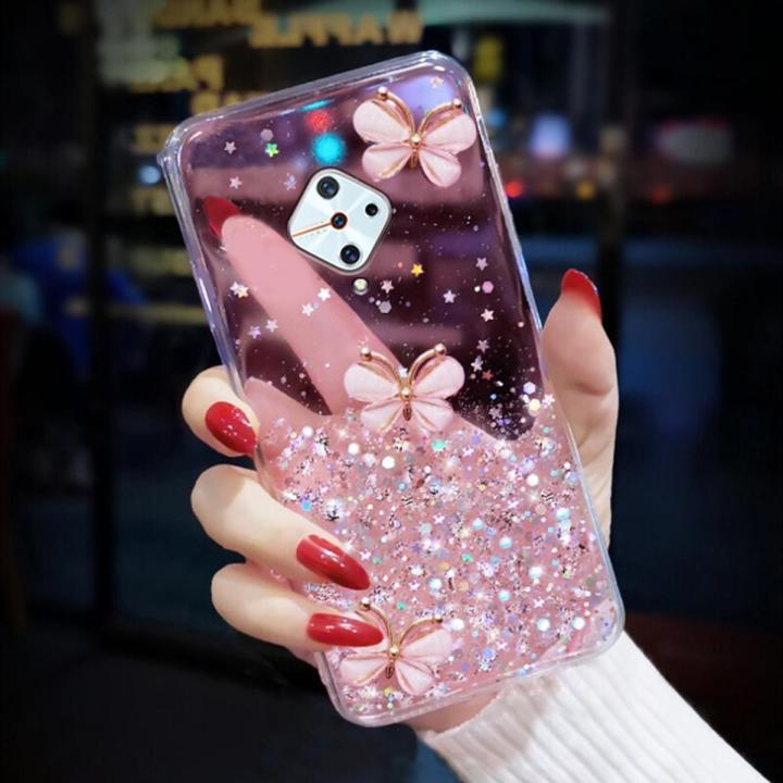 For Vivo S1 Pro / Vivo Y51 Back Cover Luxury 3D Shiny Rhinestone Butterfly Glitter Sequins Starry Girls Cases Clear Soft TPU Silicone Protective Mobile Phone Case