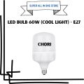 LED BULB 60 WATT COOL LIGHT E27 CHOORI | 60W LED Bulb | High Brightness Cool Light | E27 Choori Type | Energy-Efficient for Home, Office & Commercial Spaces. 