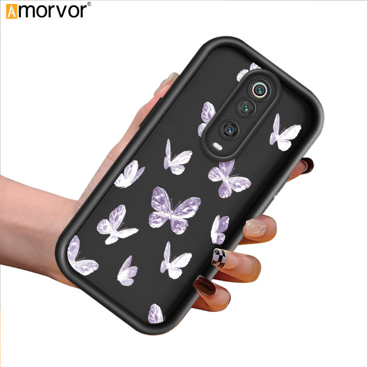 AMORVOR for Redmi K20 K20 Pro Xiaomi Mi 9T 9T Pro Back Cover Soft Square Ladder Crystal Butterfly Silicone Camera Protection Phone Case