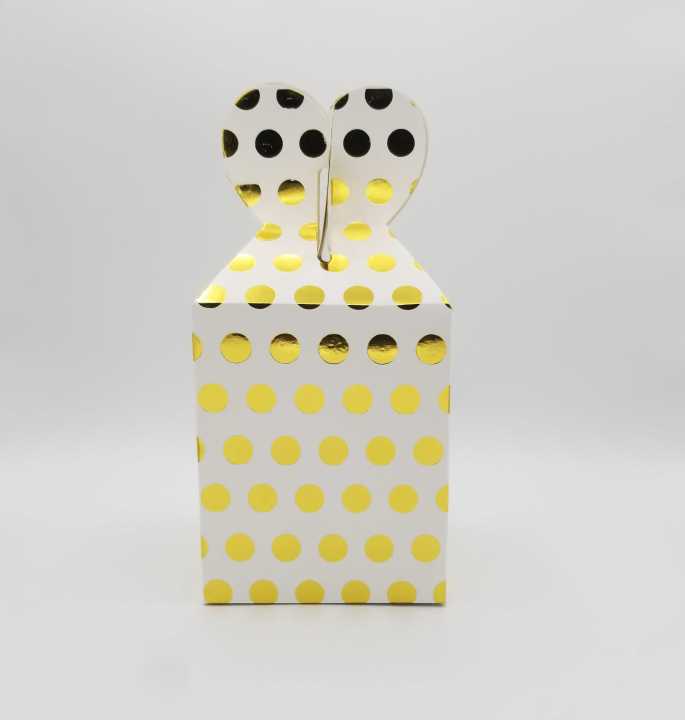 GOLDEN POLKA DOT THEME GOODY BOX PACK OF 10 GOLDEN THEME FAVOR BOXES