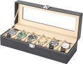 Watch Box for Men PU Leather Watch Organizer Storage Style Black Holds Up to 12 Watches. 