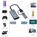 4K -Compatible to Type-C+USB Video Capture Card 1080P USB Computer Game Live Audio Video Capture Card. 