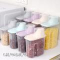 6Pcs 1kg Kitchen Dispenser with Lid Plastic Rice Container Food Storage Jar Cans for Kitchen Grain Dried Fruit Snacks. 
