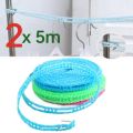 Windproof Anti-Slip Clothes Washing Line Drying Nylon Rope with Hooks 5 Meter Nylon Clothesline Rope Color May Vary. 