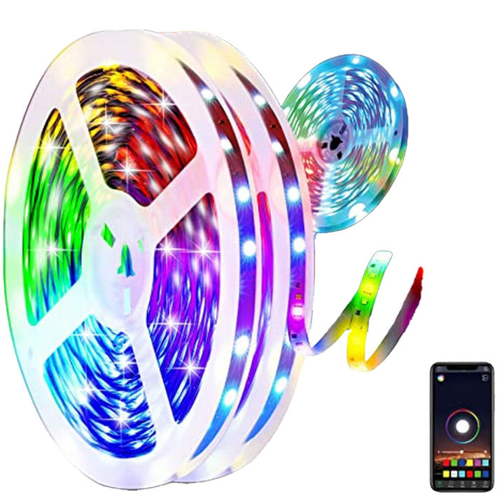 RGB LED Strip Lights 15 Feet Self-Adhesive Waterproof Color Changing Remote Control Complete kit with 12V Adapter 2835. RGB Lights Strip for PC Gaming, Bedroom, Kitchen, and Home Decoration