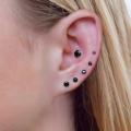 5Pairs Chandi Black stud earrings, Small Silver stud earrings, screw Back, Tiny studs, cz studs, cartilage, helix, tragus, earring set. 