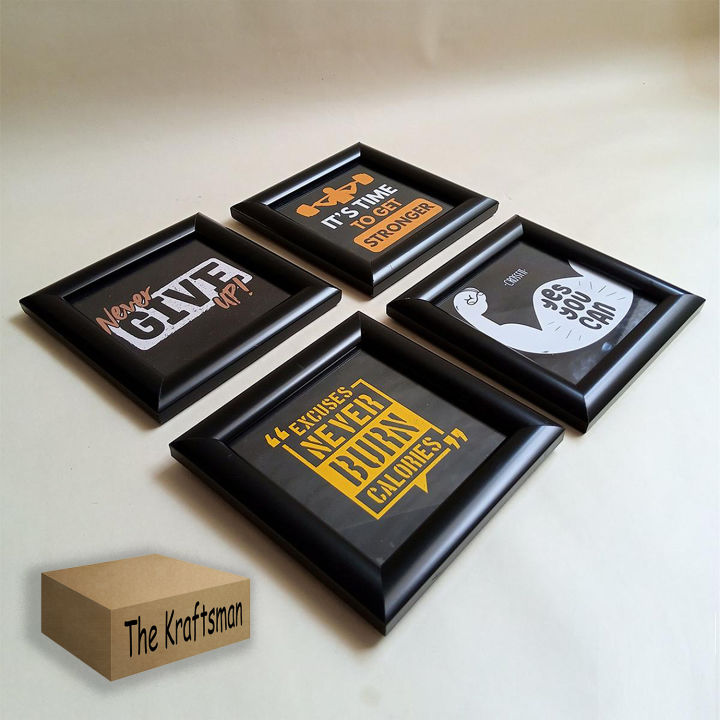 Set of 4 Motivational Quote Picture Frames Wall Hangings Decor for Office Studio and Study Room Best gift for him and Her Photo Gift