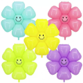 MULTICOLORS SMILEY FLOWERS FOIL BALLOONS PACK OF 5 FOIL BALLOONS. 