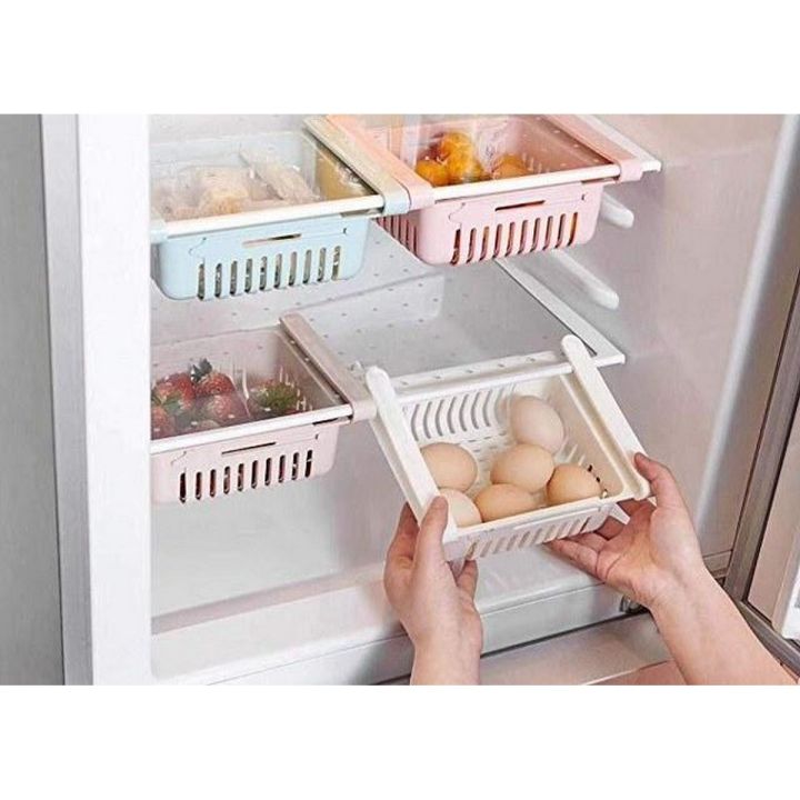 Under Shelves Fridge Storage Organiser Rack Space Saver Refrigerator Sliding Drawer Easy Organizer Fruit Vegetable Egg