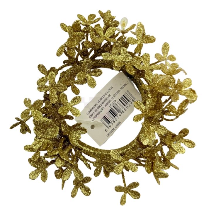 Shimmering Golden Glitter Flower Circle - 5 Inch Diameter