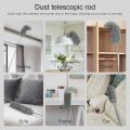 Microfiber Duster Extendable with 2m Extra Long Handle, Hand Duster, Bendable Head and Chenille Head, Washable Feather Dusters for Cleaning Cobwebs Ceilings Fans Cars. 