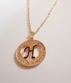 Golden Round Luxury H Alphabet Heart Shaped Locket. 