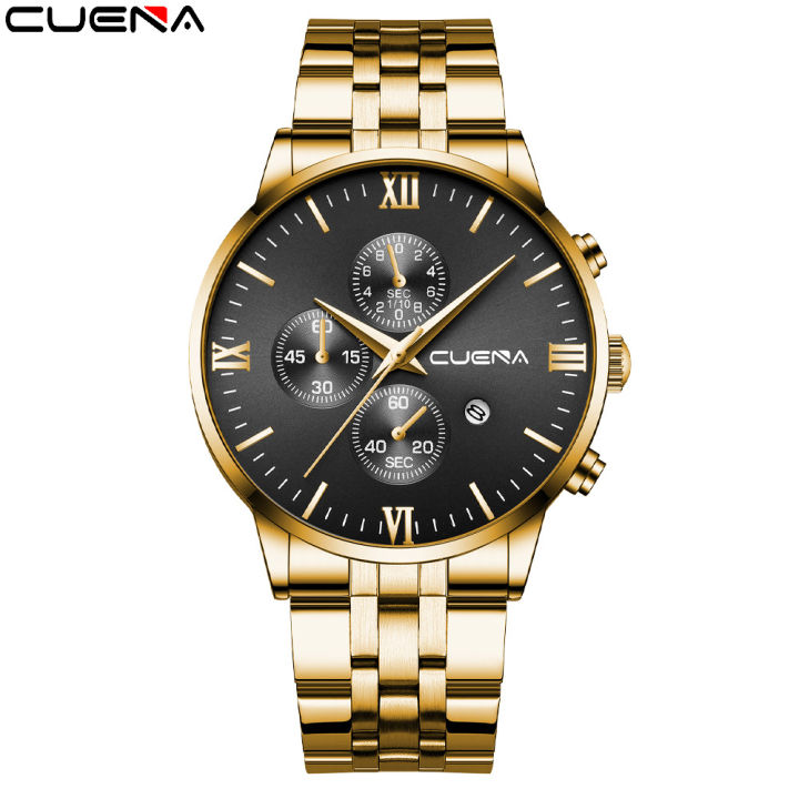 New CUENA/ Caddy Men's Watch Quartz Watch Steel Band Calendar Fashion Watch Factory