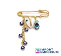 Muticolor Gold High Quality Metal Turkish Fashion Jewelry Baby Pin Brooch, Stroller, Newborn Pendant, Evil Eye Protection Clothing Accessories for Babies Men & Women with Free Gift Box. 