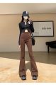 Women's American-Style Retro Blue High Waist Jeans Autumn2022New Hot Girl Niche Design Bootcut Pants Tide. 