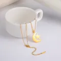 Gold Crescent Moon & Star Necklace for Women – Islamic Pendant Chain, Stainless Steel Jewelry for Girls. 