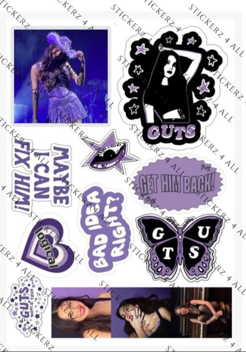 GUTS OLIVIA RODRIGO uncut sticker sheet A6 size cute handy journalling trendy other album sour vampire stickers cool spotify core pinterest aesthetic journal