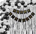 Happy Birthday Theme Set: Happy Birthday Banner, 1 Back Curtain, 30 Latex Balloons, - Birthday Accessories for Girls and Boys, Birthday party decoration. 