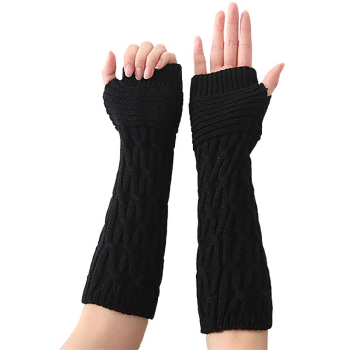 Arm Sleeves Cover Pure Color Twisted Texture Lady Mittens