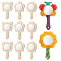 18 Pcs Small Mirror Unfinished Wooden Mirrors Painting Toy Hand Held Children Toys Craft Crafts. 