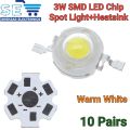 10pcs 1W 3W High Power LED Chip SMD Warm White SMD Spot Light with Heat Sink. 