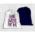 Think Outside the Box Printed Drawstring Bag Travel Customized Personalized Custom Name backpack. 
