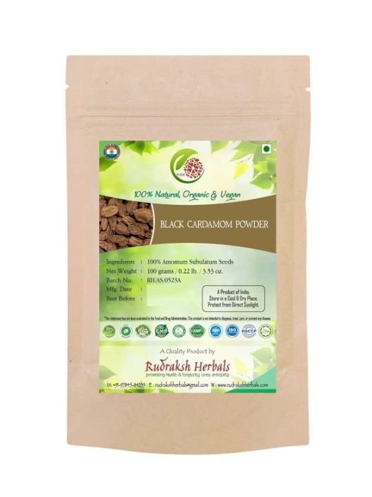 Black Cardamom Powder 100% Amomum Subulatum Seeds 100gm