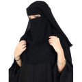 Saudi Arabic Soft Chiffon 3 Layer Niqab with Adjustable Side Elastic, 36 Inch Back Tail, Triple Layer Coverage for Women and Girls Modest Hijab for Arabic, Islamic, Dubai Style. 